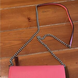 Kate Spade Vibrant Pink Crossbody Bag with Chain Strap